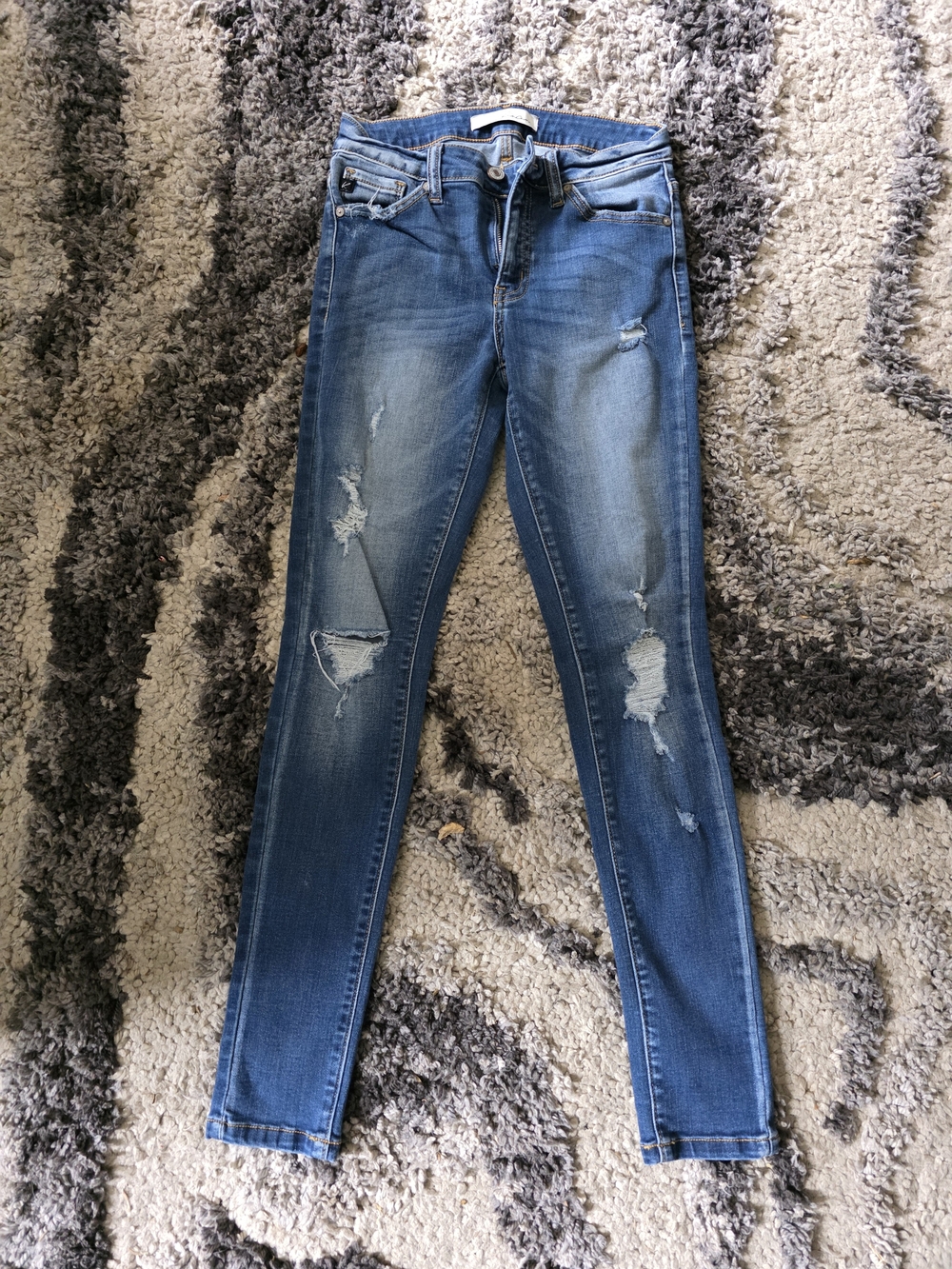 KanCan Light-Medium Blue Ripped Skinny Jeans